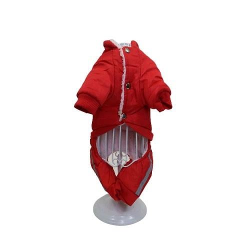 معطف للقطط مع قبعة لون احمر