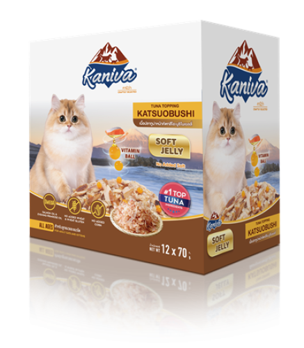 كرتون كانيفا طعام رطب للقطط بالتونة مع الكاتسوبوشي...
