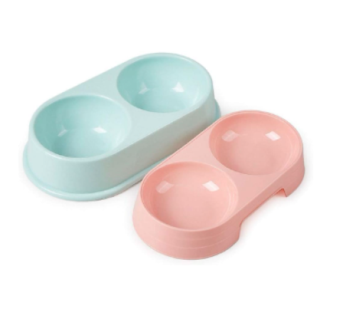 Double plastic bowl for cats and dogs for food and...
