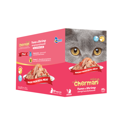 كارتون شيرمان اكل قطط رطب تونة وجمبري في الجيلي لل...