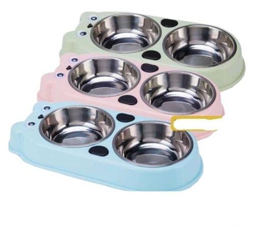 صحن أكل قطط مزدوج Eat & Drink بلاستيك للطعام والما...