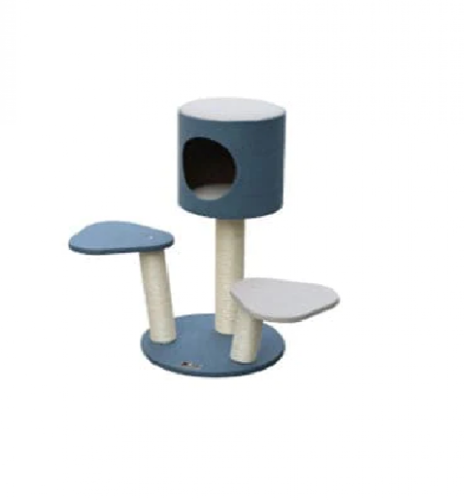 خداشة قطط متعددة مع سريرين وكوخ بقاعدة دائرية لون...