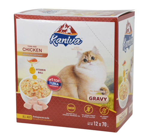 اكل للقطط كانيفا بالتونا والدجاج في المرق 12 قطعة