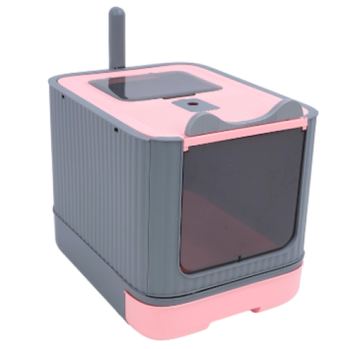 صندوق رمل للقطط مغلق سعة كبيرة لمنع تناثر الرمل وا...