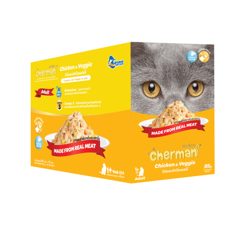 شيرمان كرتون طعام رطب للقطط البالغة بالدجاج مع الخ...