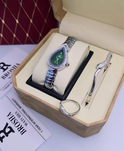 طقم نسائي - ( ساعة الدمعة ، اسوارة ، خاتم )