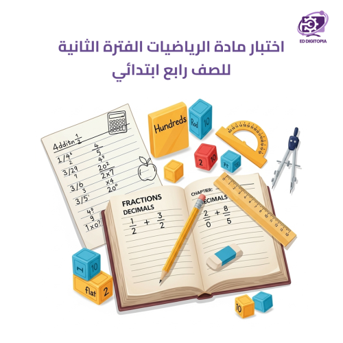 اختبار مادة الرياضيات الفترة الثانية للصف رابع ابت...