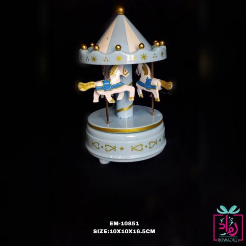 كاروسيل صندوق موسيقى حصان ازرق دوار مقاس 10*10*16....