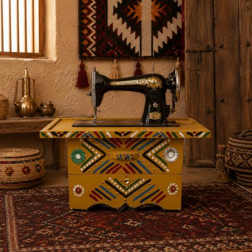 طاولة مكينة خياطة تراثية ملون
