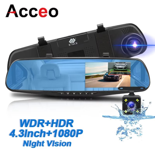 Mirror Dash Cam DVR داش كام مرآة DVR بعدستين للسيا...