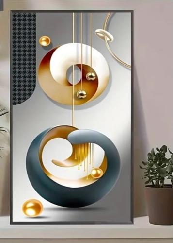 لوحة كانفس بتصميم "مدارات الذهب العائمة" التي تمنح...