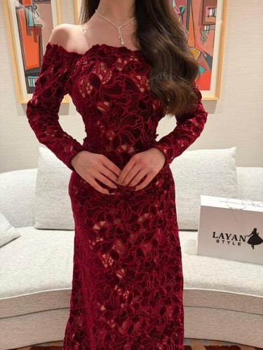 فستان برغندي انيق