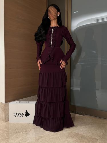 فستان موف انيق بطبقات