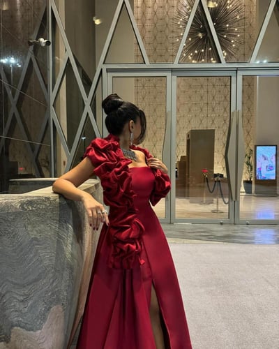 فستان احمر قطعتين