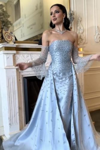 فستان راقي بتطريز يدوي