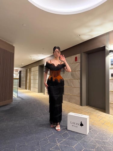 فستان سهرة سلاسل بلون الاسود