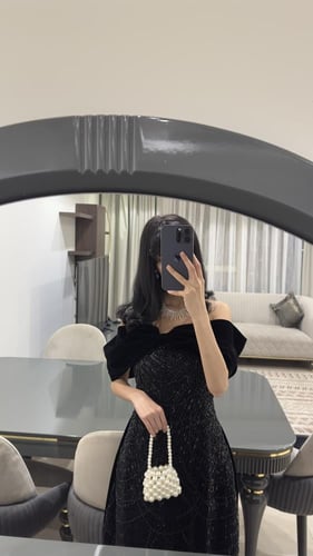 فستان اسود شتوي انيق