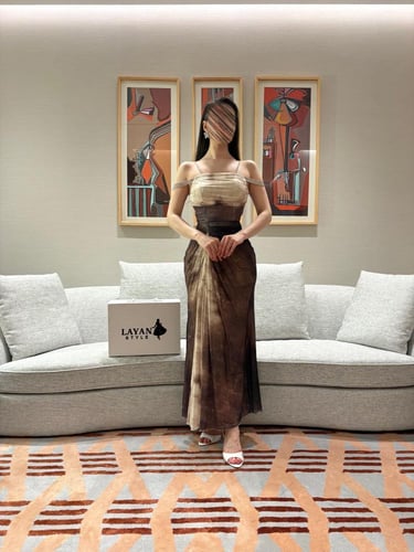 فستان مموج انيق اوف شولدر