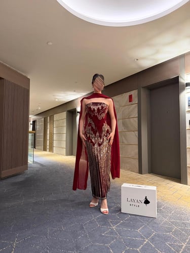 فستان سهرة بلون البرغندي الفتاح