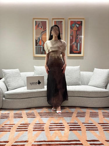 فستان مموج انيق طقعتين