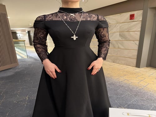 فستان اسود اوف شولدر بدانتل ناعم