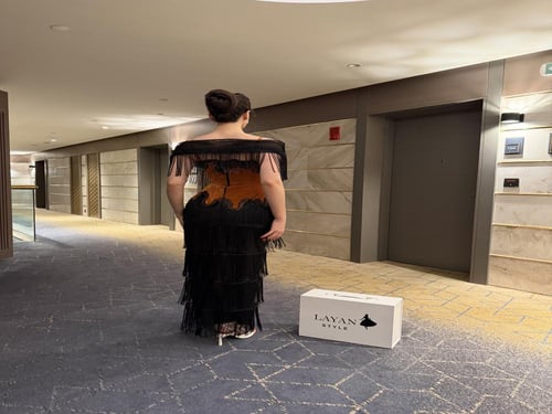 فستان سهرة سلاسل بلون الاسود