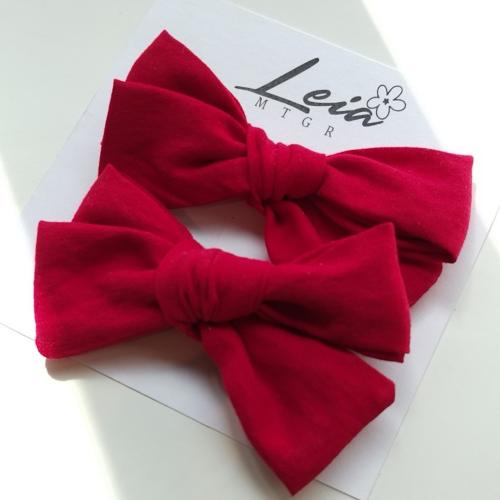 Classic fabric bow cherry MINI pair