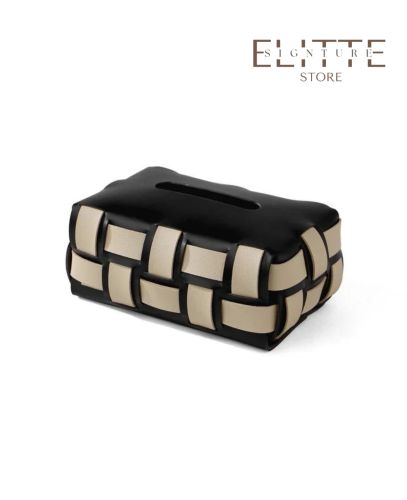 علبة مناديل جلد اسود