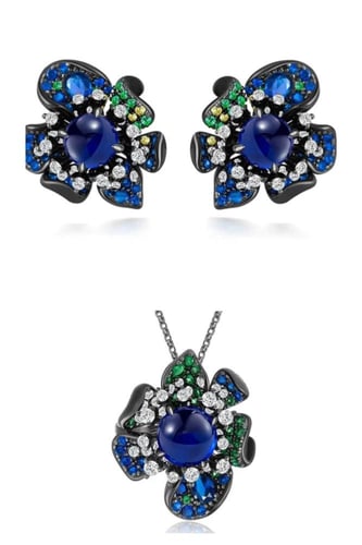 طقم مميز فضة مكون من ( حلق عقد خاتم)