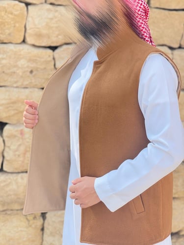 سديري دبل فيس جملي فاتح وبيج ( جوخ كشميري )