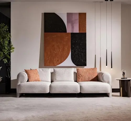 Sofa 4 seats cream-colored 260 cm
