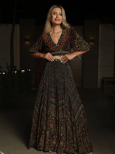 طقم قطعتين بوهيمي مطرز Boho-Chic Co-ord Set