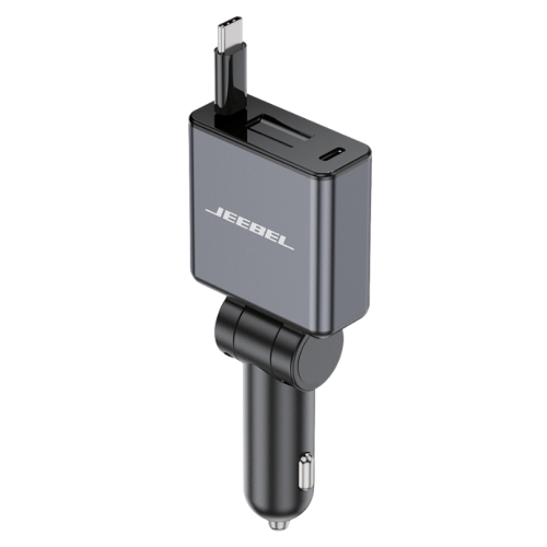شاحن سيارة 60 واط مع كيبل USB-C مدمج ومنفذ Type-C
