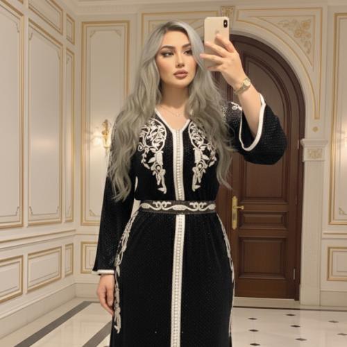 قفطان سكينة اسود فضي