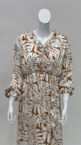 فستان سهرة مشجر طويل كشكش بأكمام ng001