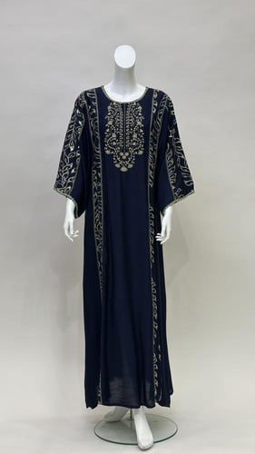 جلابية نسائي طويلة مطرزة وأكمام مطرزة DC381