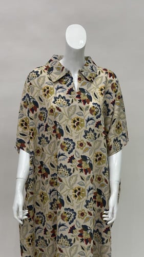 جلابية نسائي منقوشة طويلة نص كم MT003