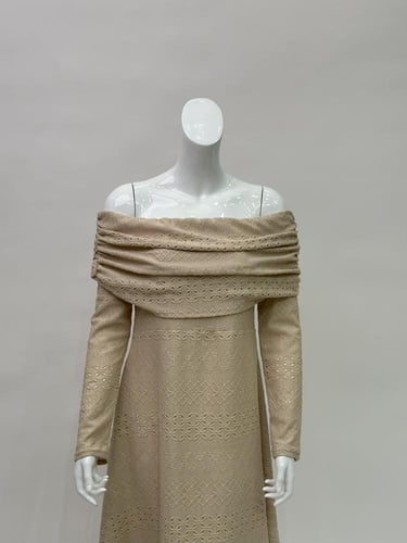 فستان سهرة ميدي ناعم لنن مخرم mt001