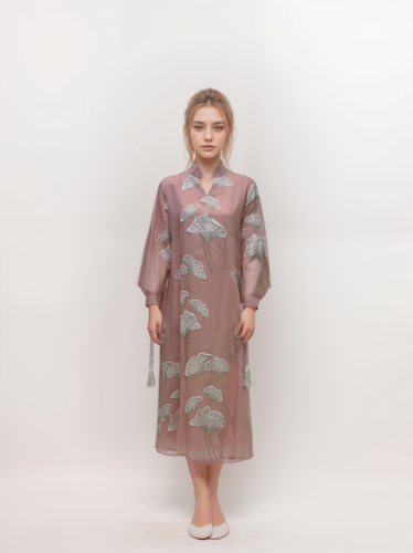 جلابية واسعة نسائي ميدي برباط مطرزة dc499