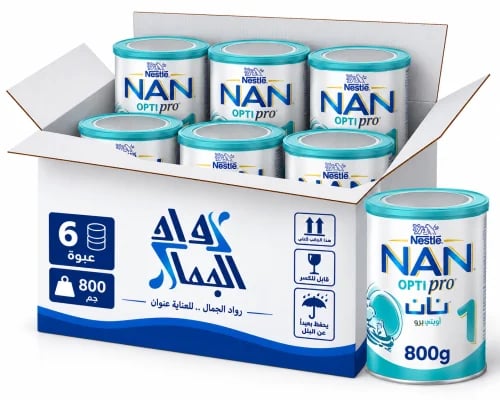 نان اوبتي برو حليب أطفال المرحلة (1) كرتون 6 عبواة -800 جم