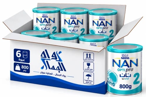 نان اوبتي برو حليب المرحلة (2) كرتون 6 عبواة - 800 جم