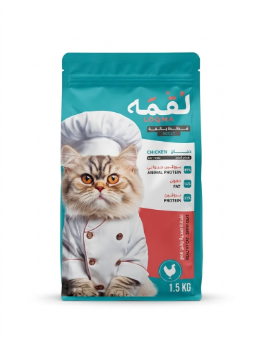 اكل قطط لقمه الدجاج 1.5 كيلو