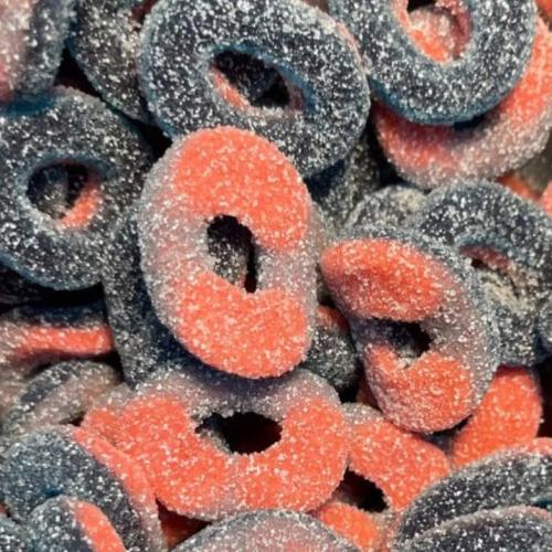 Blueberry and strawberry jelly ring candies - 100...