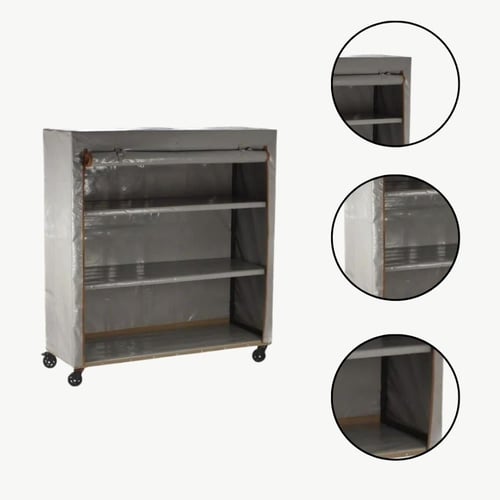 دولاب تخزين كوري متنقل 3 رفوف رصاصي