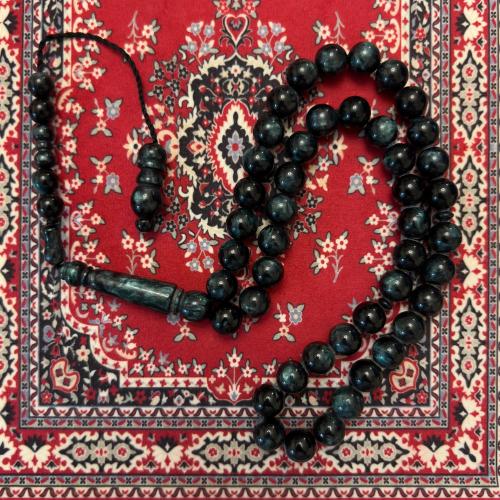 سبحة فاخرة بكلايت دائري أخضر ممزوج مع أبيض | عرض ر...