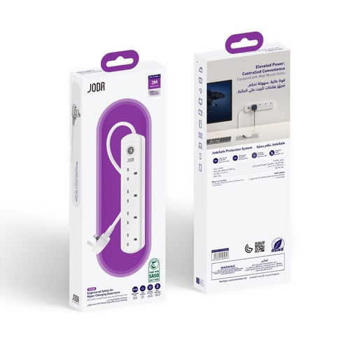 توصيلة JODA فولت لينك 4 منافد طاقة بطول 3 متر - اب...