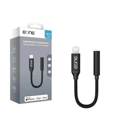 اي ون وصلة لايتنينق الى منفذ سماعة 3.5 اسود