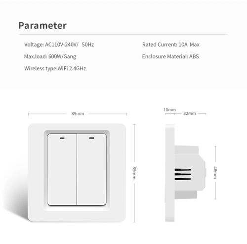 مفتاح إنارة ذكي بزر ( ثنائي )