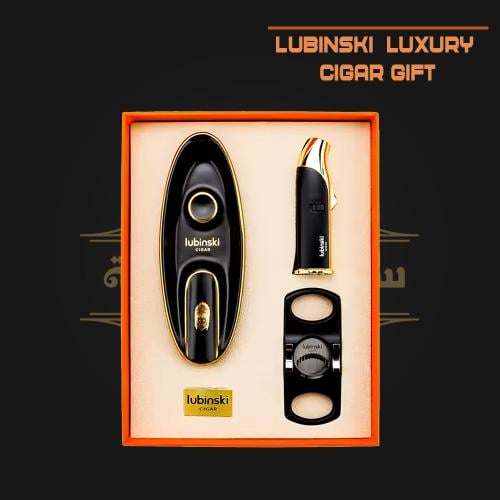 طقم سيجار فاخر لوبنسكي (ولاعة + قاطع + منفضة سيرام...