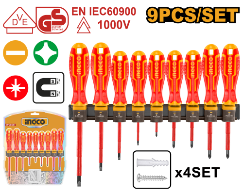 9-piece insulated flat and Phillips screwdriver se...